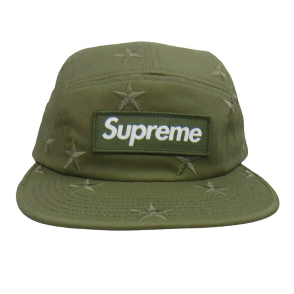Supreme シュプリーム stars camp cap BOX LOGO ボックスロゴ 星柄 スター 刺繍 ジェットキャップ 帽子 カーキ系【極上美品】【中古】