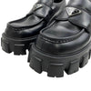 PRADA プラダ Monolith Pointy Brushed Leather Loafers トライアングルプレート ロゴ モノリス ローファー 厚底 ブラック系 6【中古】