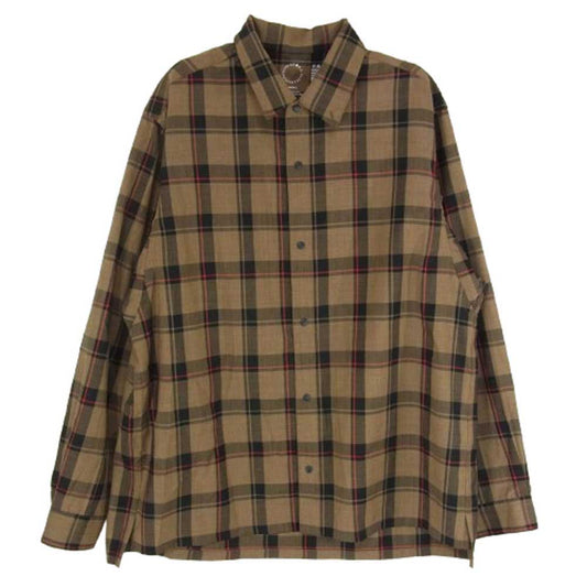 山と道 Merino Shirt Brown Check ブラウン チェック メリノ 長袖 シャツ ブラウン系 L【中古】