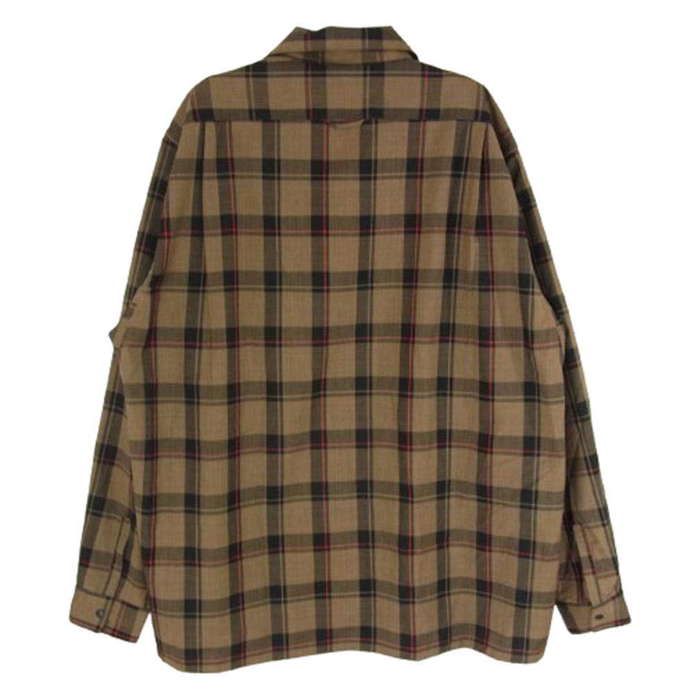 山と道 Merino Shirt Brown Check ブラウン チェック メリノ 長袖 シャツ ブラウン系 L【中古】