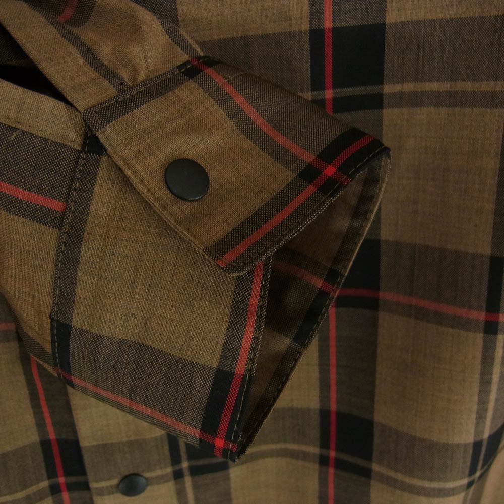 山と道 Merino Shirt Brown Check ブラウン チェック メリノ 長袖 シャツ ブラウン系 L【中古】