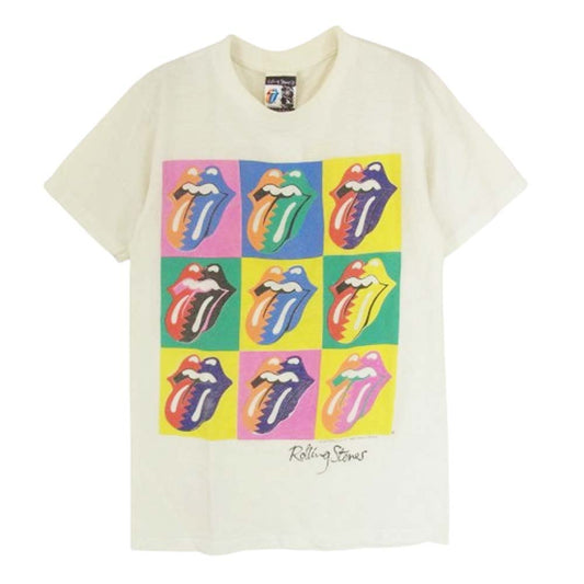 90s THE STONES ローリングストーンズ 1990 TOKYO バンド 半袖 Tシャツ オフホワイト系 M【中古】