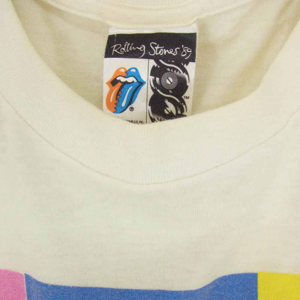 90s THE STONES ローリングストーンズ 1990 TOKYO バンド 半袖 Tシャツ オフホワイト系 M【中古】
