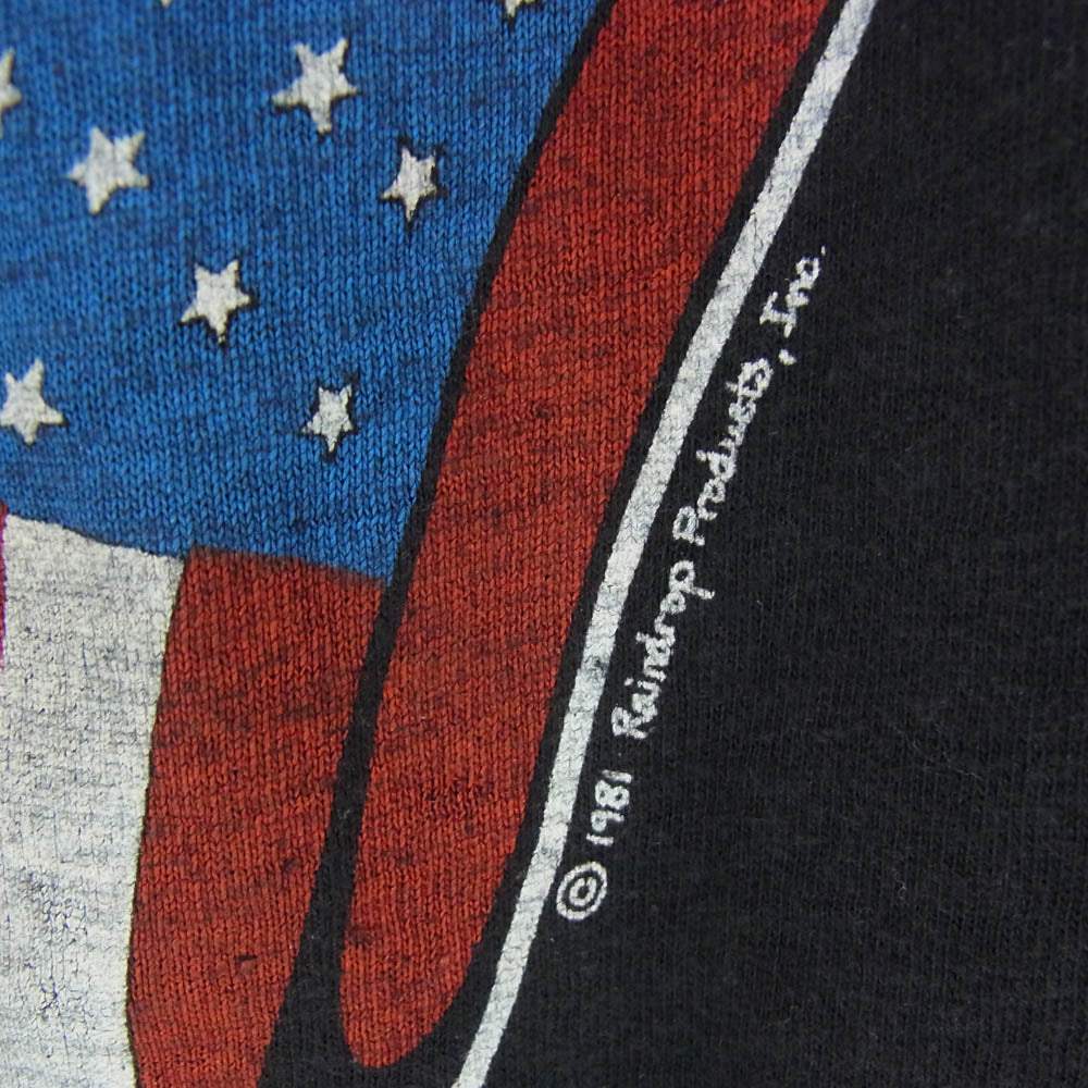 ヴィンテージ 80s USA製 THE STONES NORTH AMERICAN TOUR 1981 ローリングストーンズ ツアー バンド 半袖 Tシャツ Hanes ブラック系 L【中古】