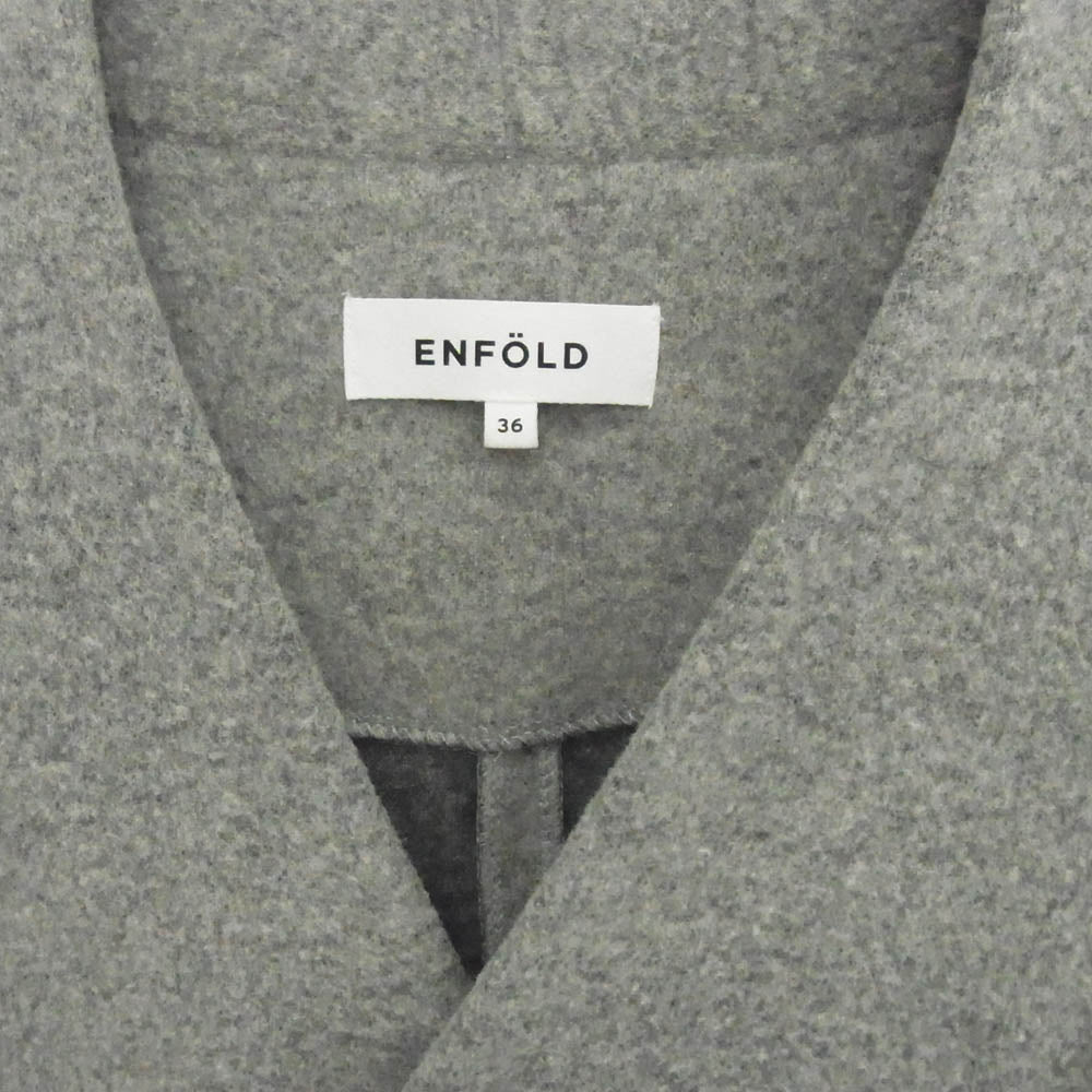 ENFOLD エンフォルド 300AA180-0350 ラムウール ノーカラー コート グレー系 36【中古】