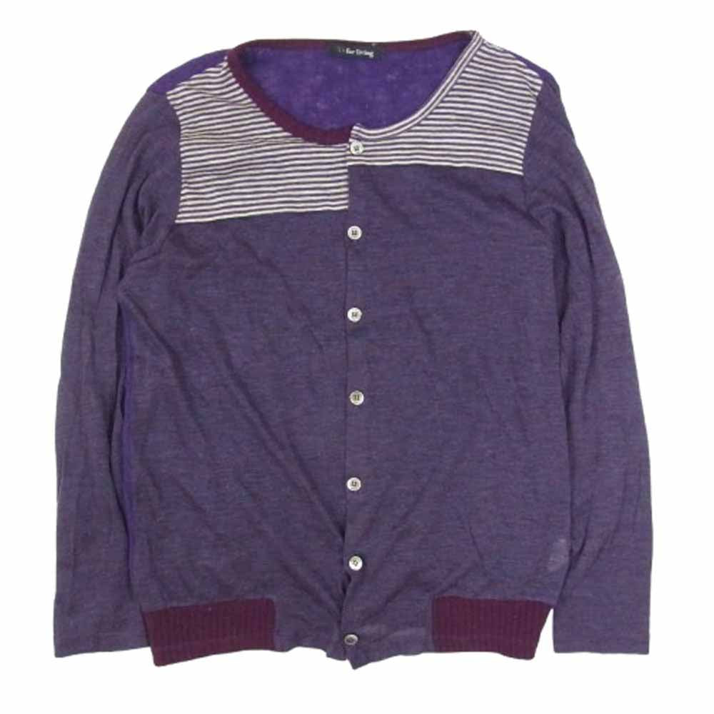 Y's Yohji Yamamoto ワイズ ヨウジヤマモト Y's for living ニットカーディガン ニット ボーダー パープル系 サイズ表記無【中古】