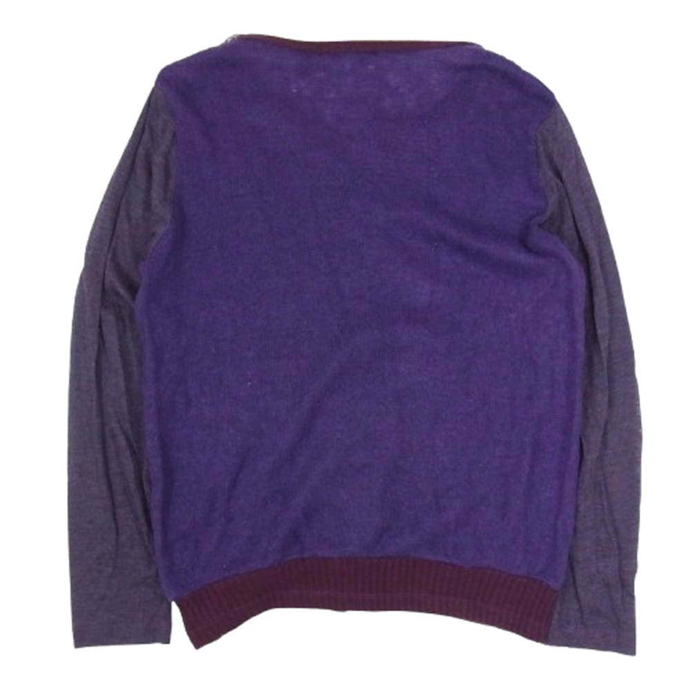 Y's Yohji Yamamoto ワイズ ヨウジヤマモト Y's for living ニットカーディガン ニット ボーダー パープル系 サイズ表記無【中古】