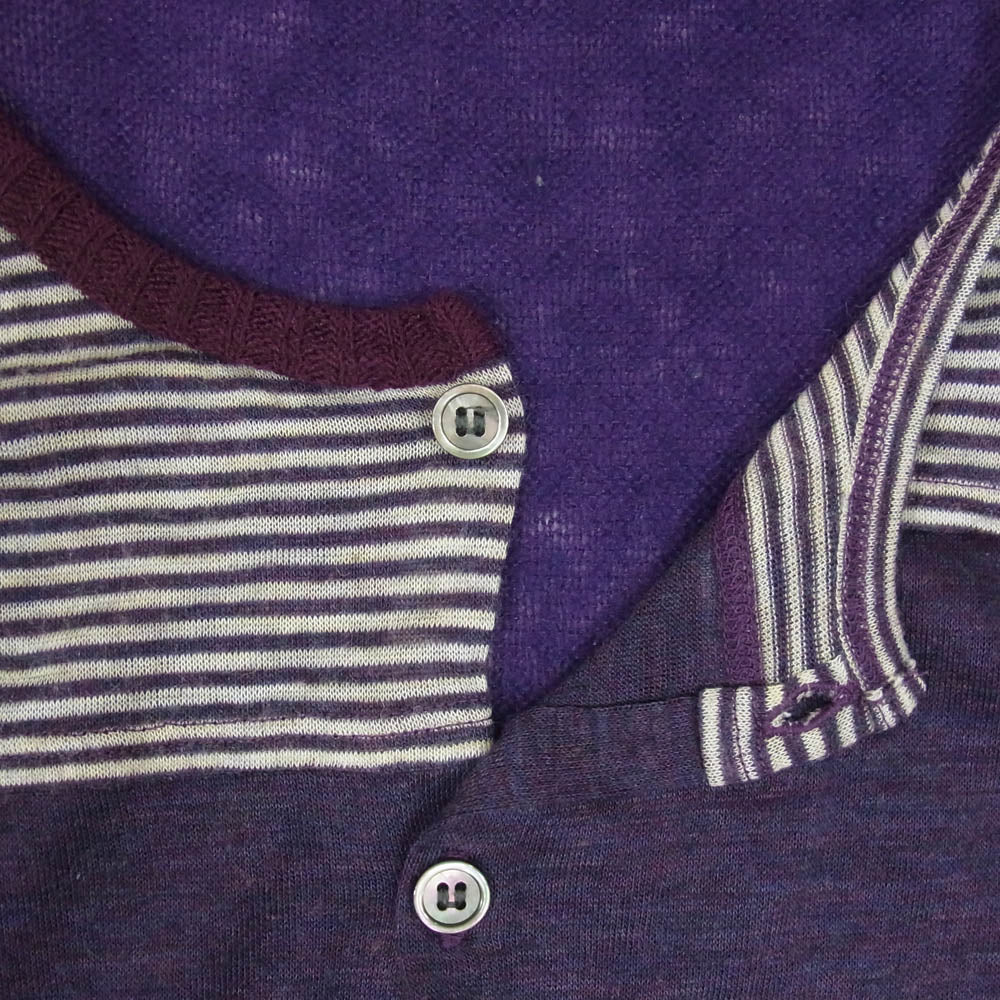 Y's Yohji Yamamoto ワイズ ヨウジヤマモト Y's for living ニットカーディガン ニット ボーダー パープル系 サイズ表記無【中古】