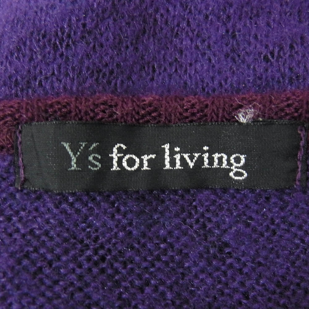 Y's Yohji Yamamoto ワイズ ヨウジヤマモト Y's for living ニットカーディガン ニット ボーダー パープル系 サイズ表記無【中古】