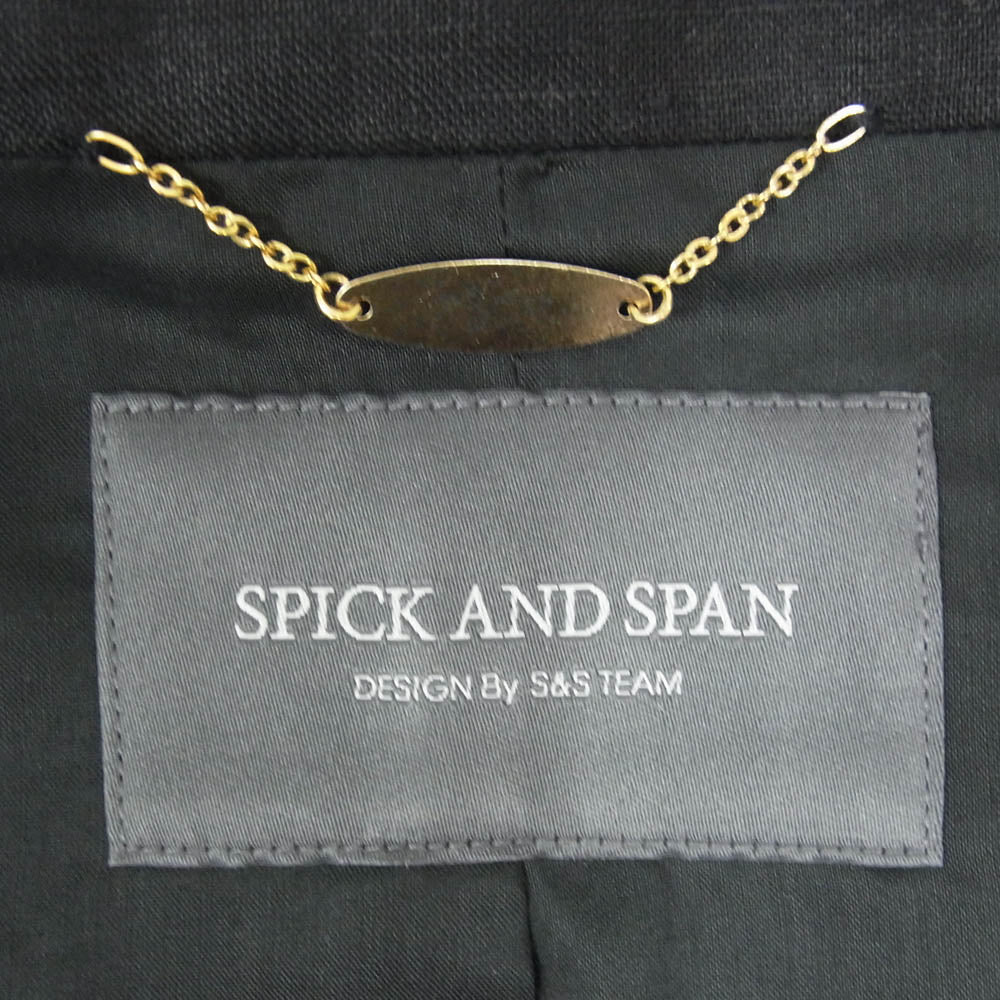 Spick and Span スピックアンドスパン 18-010-200-7030-2-0 リネン ノーカラー ジャケット ブラック系 36【中古】