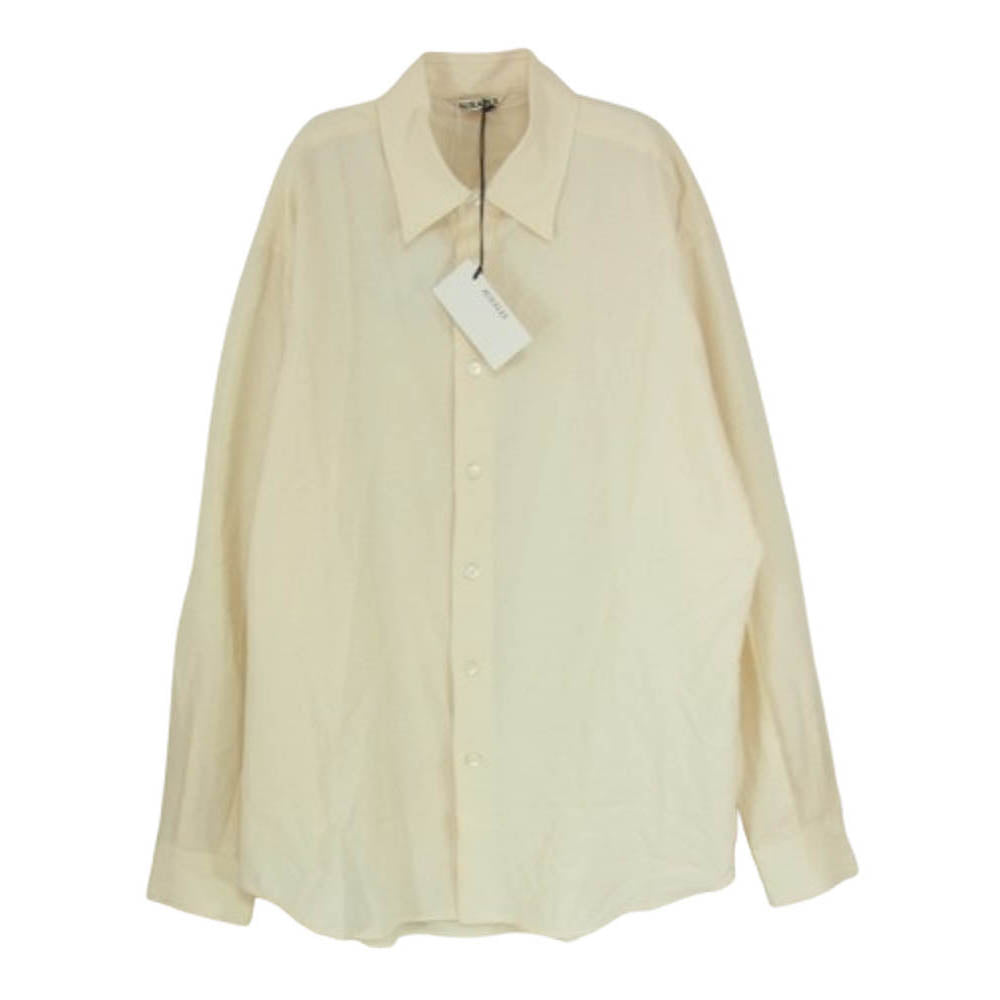 AURALEE オーラリー 24SS A24SS02KV HARD TWIST COTTON SILK VIYELLA SHIRT ハードツイスト コットン シルク 長袖 シャツ クリーム系 3【極上美品】【中古】
