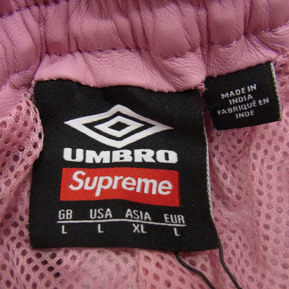 Supreme シュプリーム 25AW × Umbro Leather Track Pant アンブロ レザー トラック パンツ ピンク系 L【新古品】【未使用】【中古】