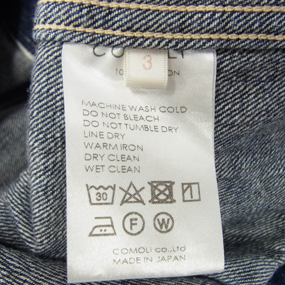 COMOLI コモリ 22AW W03-01001 デニム ジャケット インディゴブルー系 3【中古】