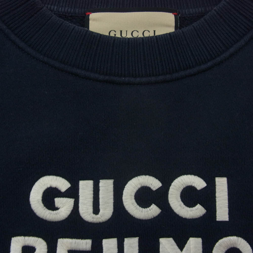 GUCCI グッチ 644664 XJDA4 UN PEU MOINS UN PEU PLUS ロゴ刺繍 ポケット スウェット ネイビー系 XXS【中古】