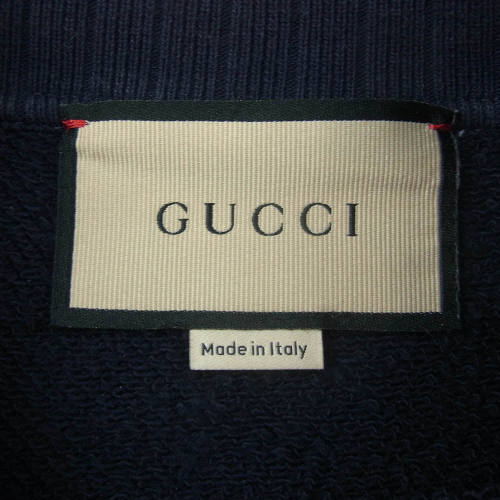 GUCCI グッチ 644664 XJDA4 UN PEU MOINS UN PEU PLUS ロゴ刺繍 ポケット スウェット ネイビー系 XXS【中古】
