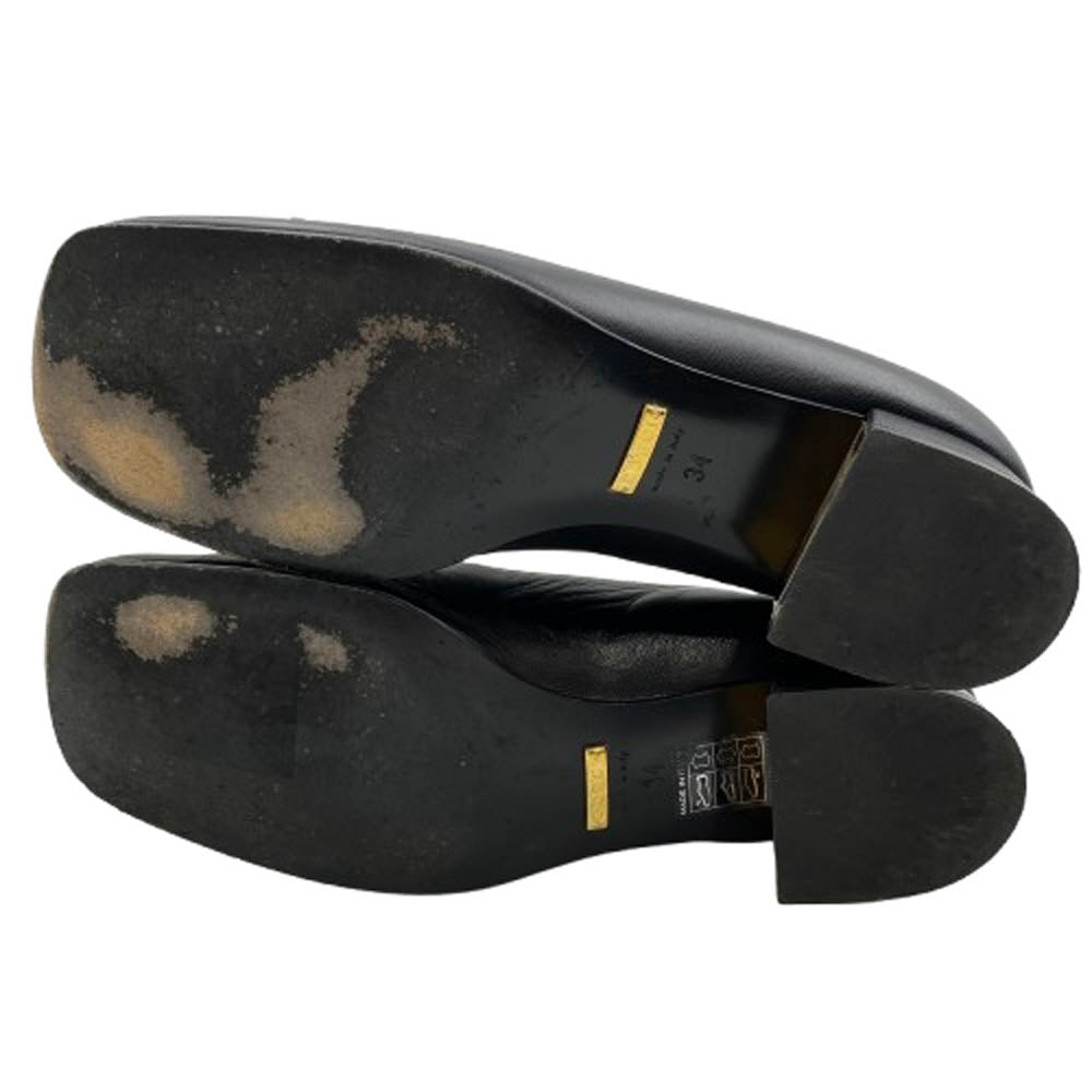 GUCCI グッチ 645600 ホースビット スクエアトゥ レザー パンプス ブラック系 34【中古】