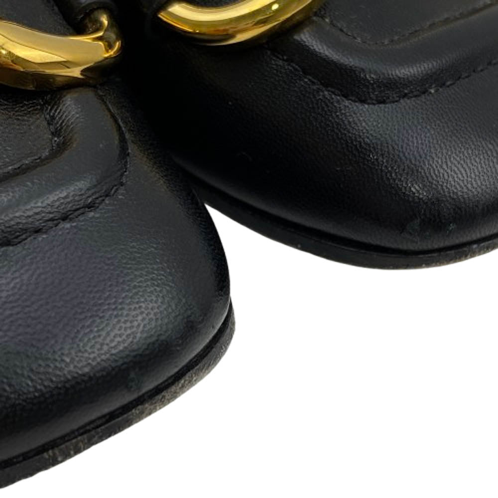 GUCCI グッチ 645600 ホースビット スクエアトゥ レザー パンプス ブラック系 34【中古】