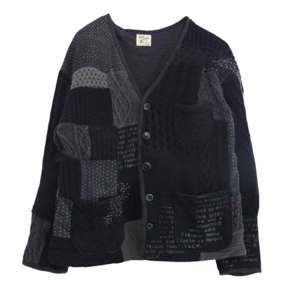 PORTER CLASSIC ポータークラシック H/W PATCHWORK CARDIGAN パッチワーク カーディガン ブラック系 2【中古】