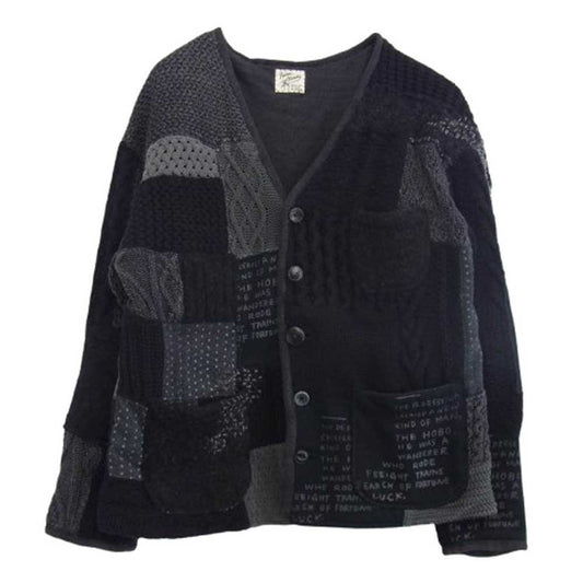 PORTER CLASSIC ポータークラシック H/W PATCHWORK CARDIGAN パッチワーク カーディガン ブラック系 2【中古】