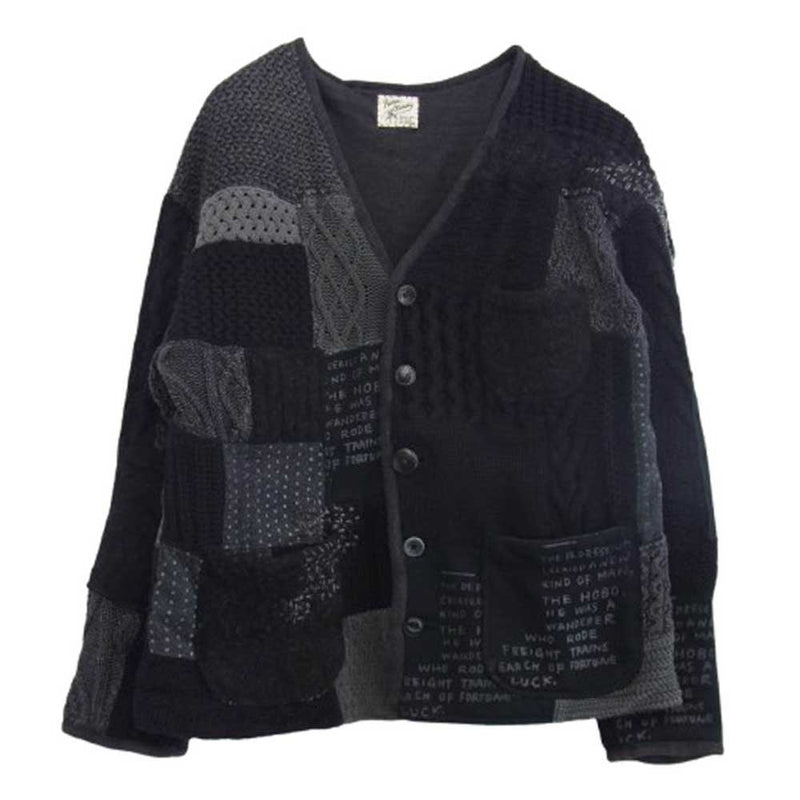 PORTER CLASSIC ポータークラシック H/W PATCHWORK CARDIGAN パッチワーク カーディガン ブラック系 2【中古】