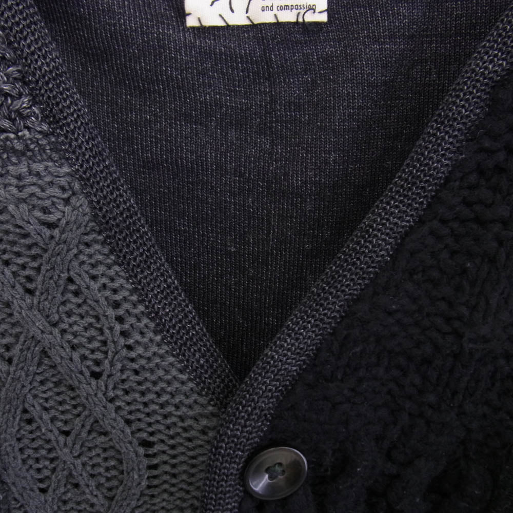 PORTER CLASSIC ポータークラシック H/W PATCHWORK CARDIGAN パッチワーク カーディガン ブラック系 2【中古】