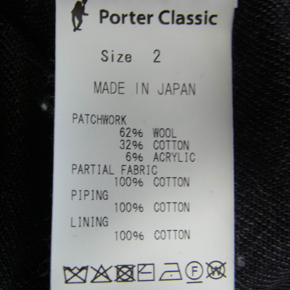 PORTER CLASSIC ポータークラシック H/W PATCHWORK CARDIGAN パッチワーク カーディガン ブラック系 2【中古】