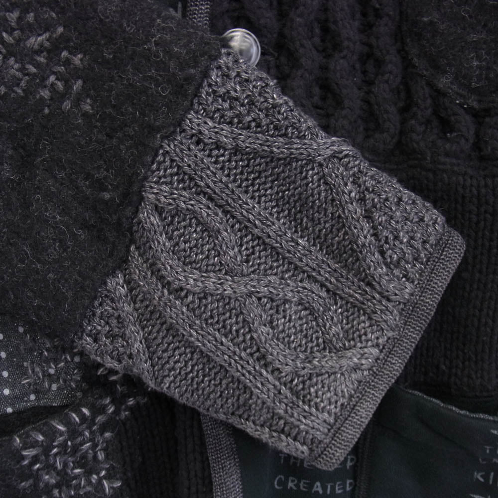 PORTER CLASSIC ポータークラシック H/W PATCHWORK CARDIGAN パッチワーク カーディガン ブラック系 2【中古】