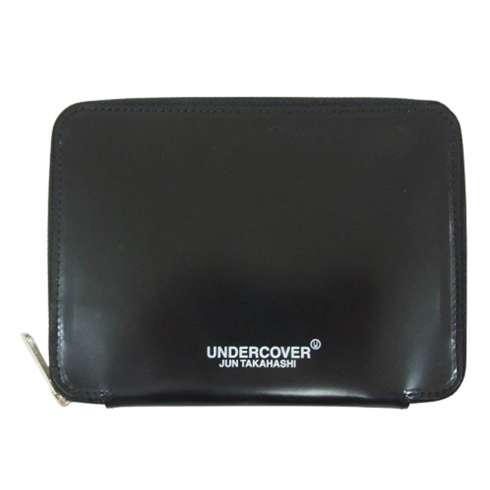 UNDERCOVER アンダーカバー 20SS UCY4C01-1 ガラスレザー ラウンド ジップ ウォレット 牛革 財布 ブラック系【極上美品】【中古】
