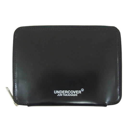 UNDERCOVER アンダーカバー 20SS UCY4C01-1 ガラスレザー ラウンド ジップ ウォレット 牛革 財布 ブラック系【極上美品】【中古】