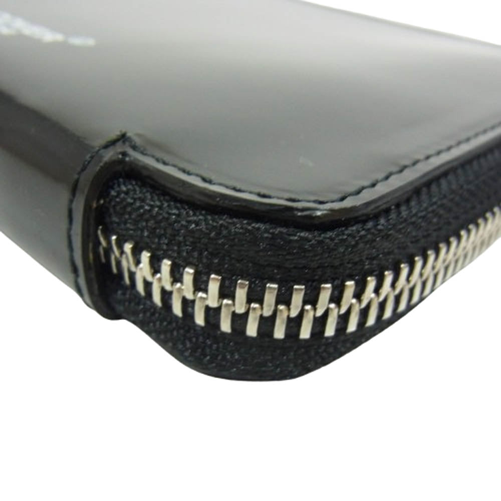 UNDERCOVER アンダーカバー 20SS UCY4C01-1 ガラスレザー ラウンド ジップ ウォレット 牛革 財布 ブラック系【極上美品】【中古】