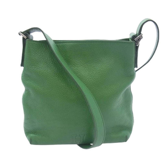 ヒロフ レザー ショルダーバッグ グリーン系【中古】