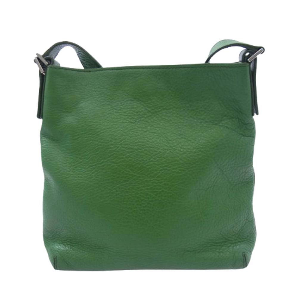 ヒロフ レザー ショルダーバッグ グリーン系【中古】