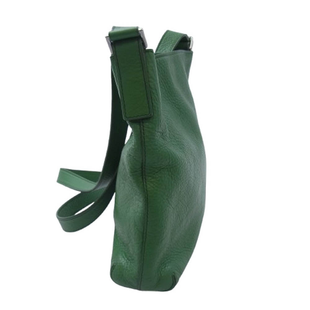 ヒロフ レザー ショルダーバッグ グリーン系【中古】