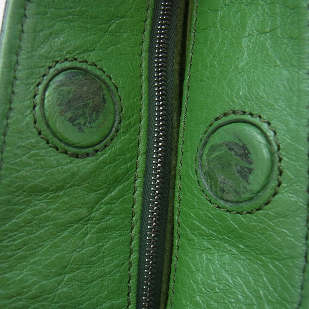 ヒロフ レザー ショルダーバッグ グリーン系【中古】