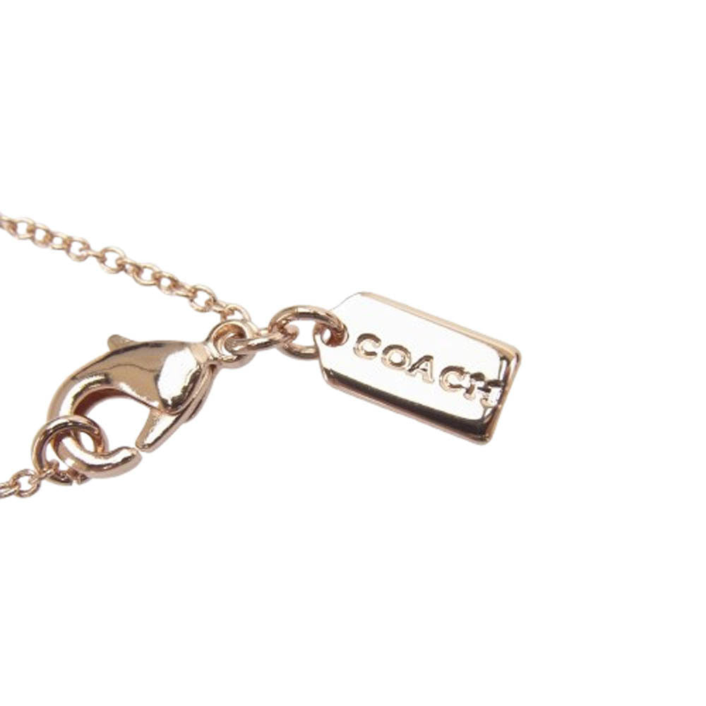 COACH コーチ Cロゴ ライトストーン ネックレス ピンク系【中古】