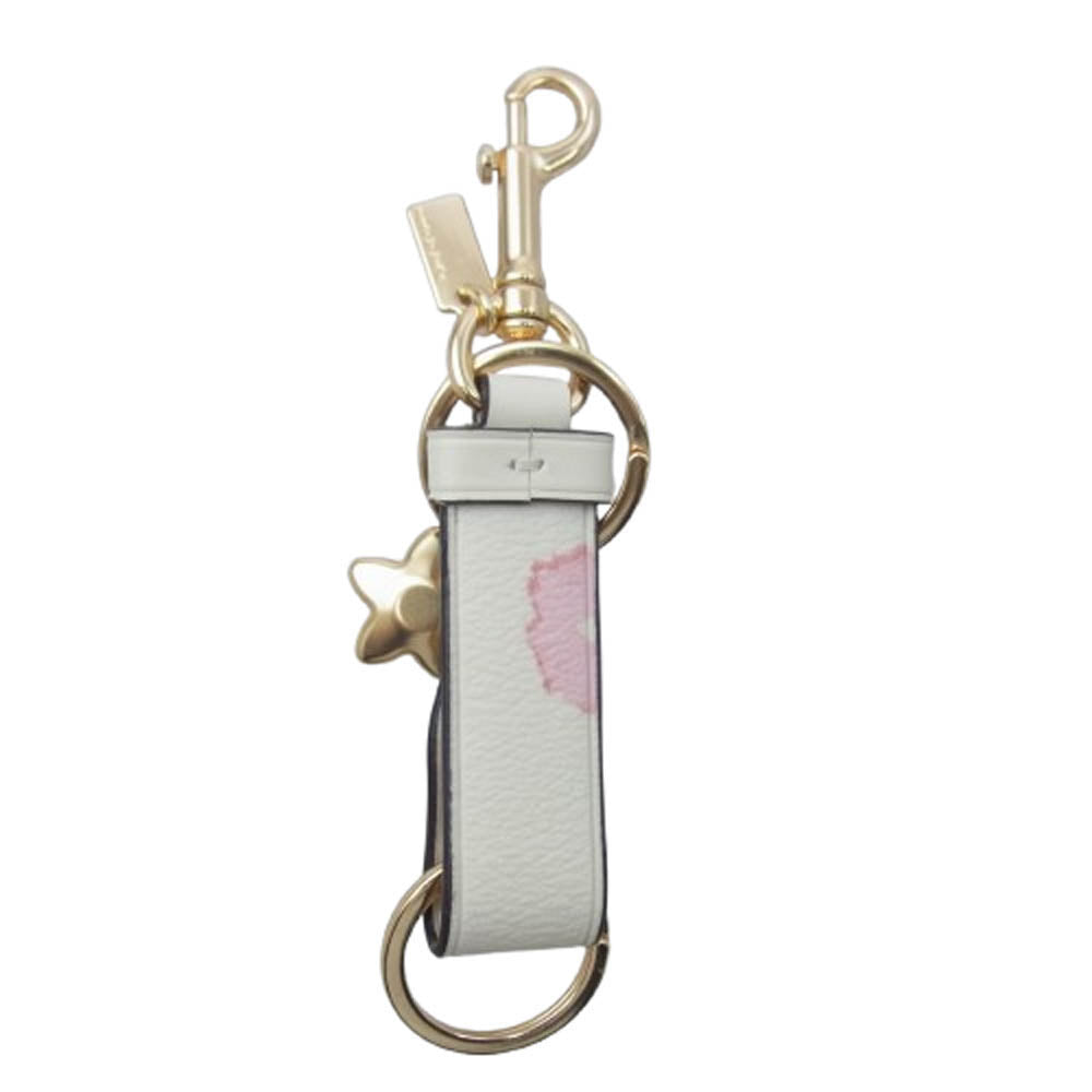 COACH コーチ フローラル フラワー さくら キーリング ゴールド系 ピンク系【中古】