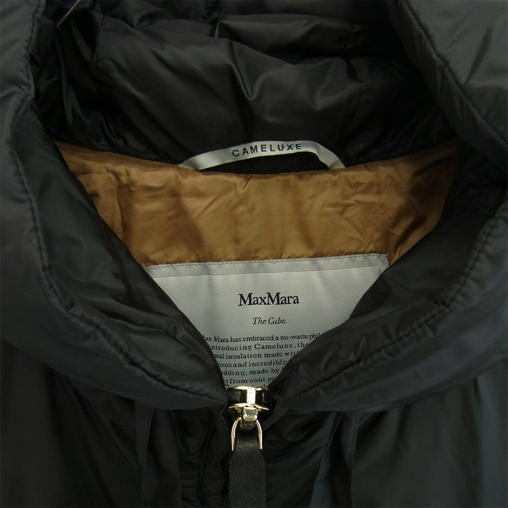 MAX MARA マックスマーラ 949604146 The Cube CAMELUXE ザ キューブ キャメリュクス ジップアップ フーディー パデッドコート 専用収納トートバッグ付属 ブラック系 US4【中古】