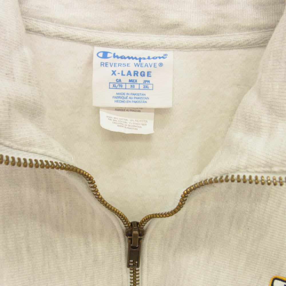 Champion チャンピオン ANCHORS AWEIGH OFFICIAL PRINT R/W 1/4 ZIP SWEAT アメリカ海軍兵学校 リバースウィーブ 刺繍 ロゴ ハーフ ジップ スウェット グレー系 2XL【中古】