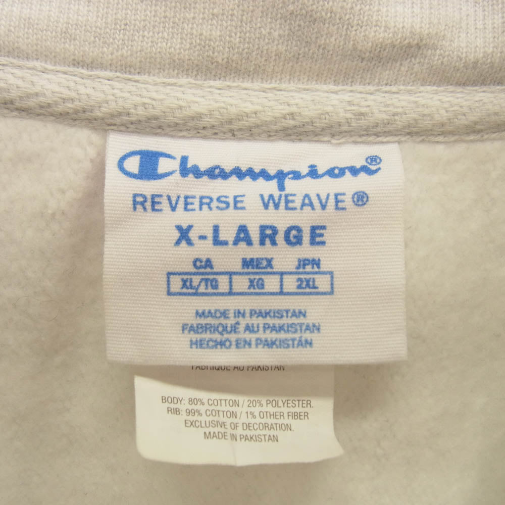 Champion チャンピオン ANCHORS AWEIGH OFFICIAL PRINT R/W 1/4 ZIP SWEAT アメリカ海軍兵学校 リバースウィーブ 刺繍 ロゴ ハーフ ジップ スウェット グレー系 2XL【中古】