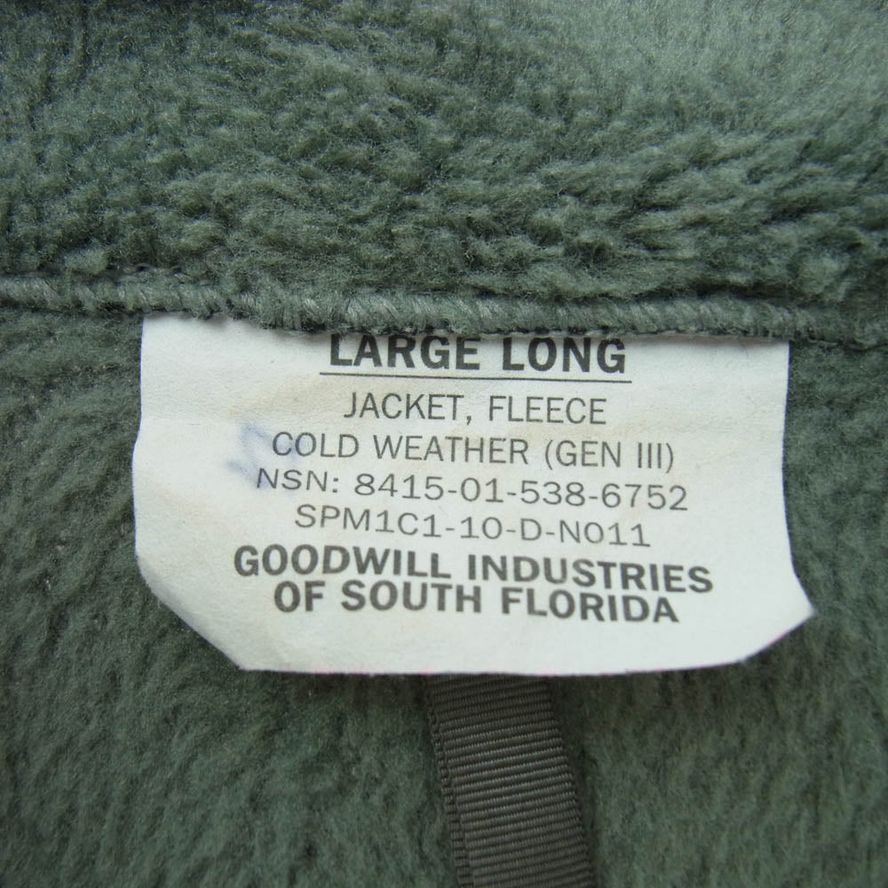 8415-01-538-6752 US ARMY ECWACS GEN3 LEVEL3 エクワックス フリース ジャケット モスグリーン系 L【中古】