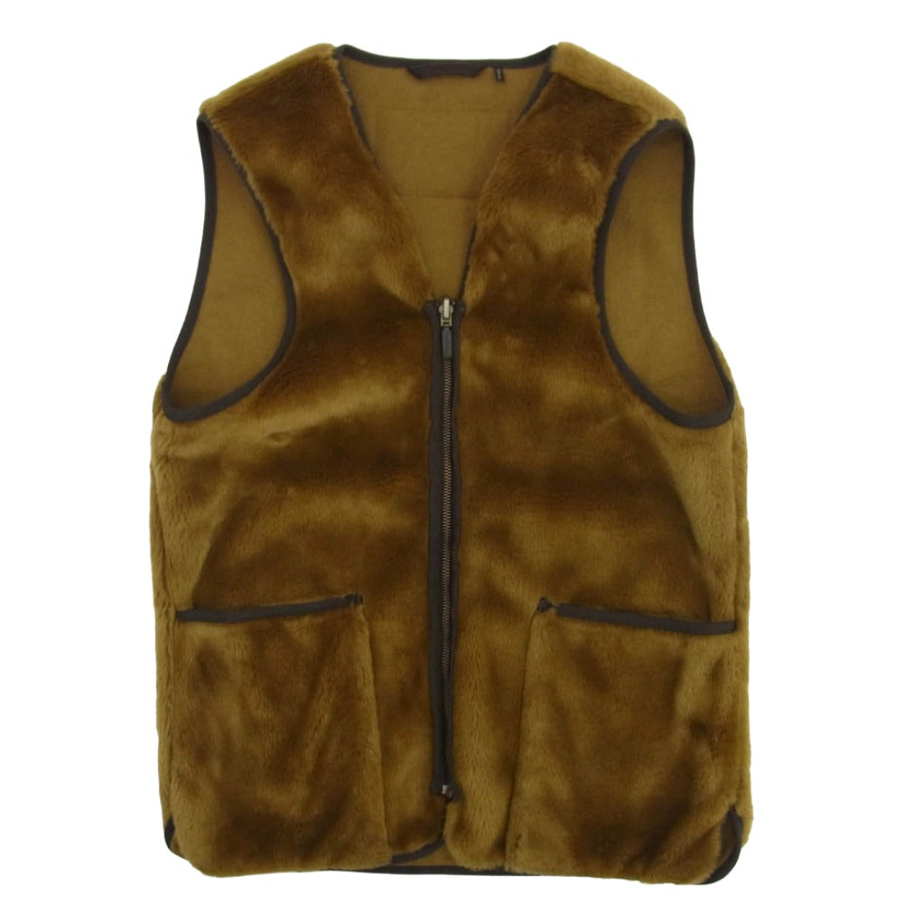 Barbour バブアー 1602078 リバーシブル ジップアップ ファーライナー ベスト ブラウン系 36【中古】