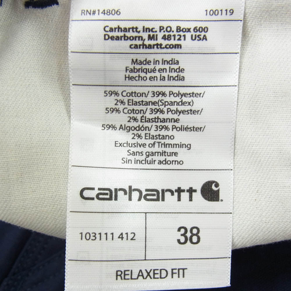 Carhartt カーハート コットンキャンバス ワーク ショーツ ハーフパンツ ネイビー系 38【中古】