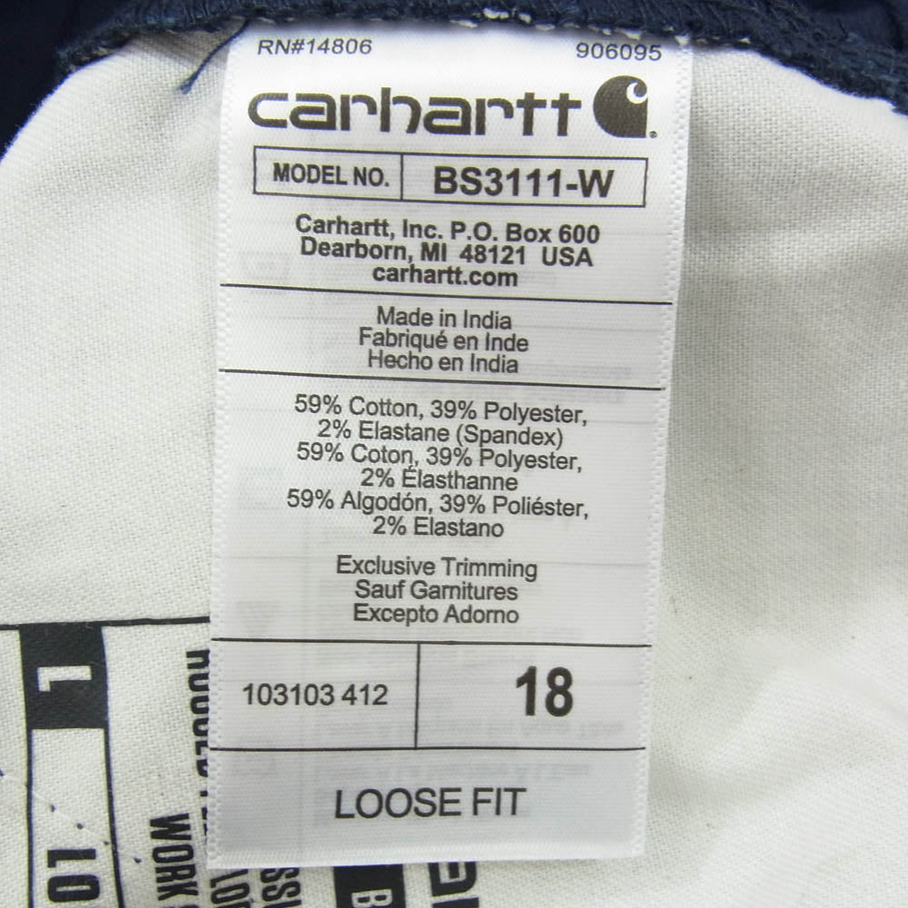 Carhartt カーハート BS3111-W Rugged Pro Series フレックス ルーズフィット コットンキャンバス ワーク ショーツ ハーフパンツ ネイビー系 18【極上美品】【中古】