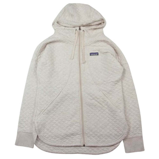 patagonia パタゴニア 18AW 25315 Women's Organic Cotton Quilt Hoody オーガニックコットン キルティング フーディー ジップ パーカー ホワイト系 S【中古】