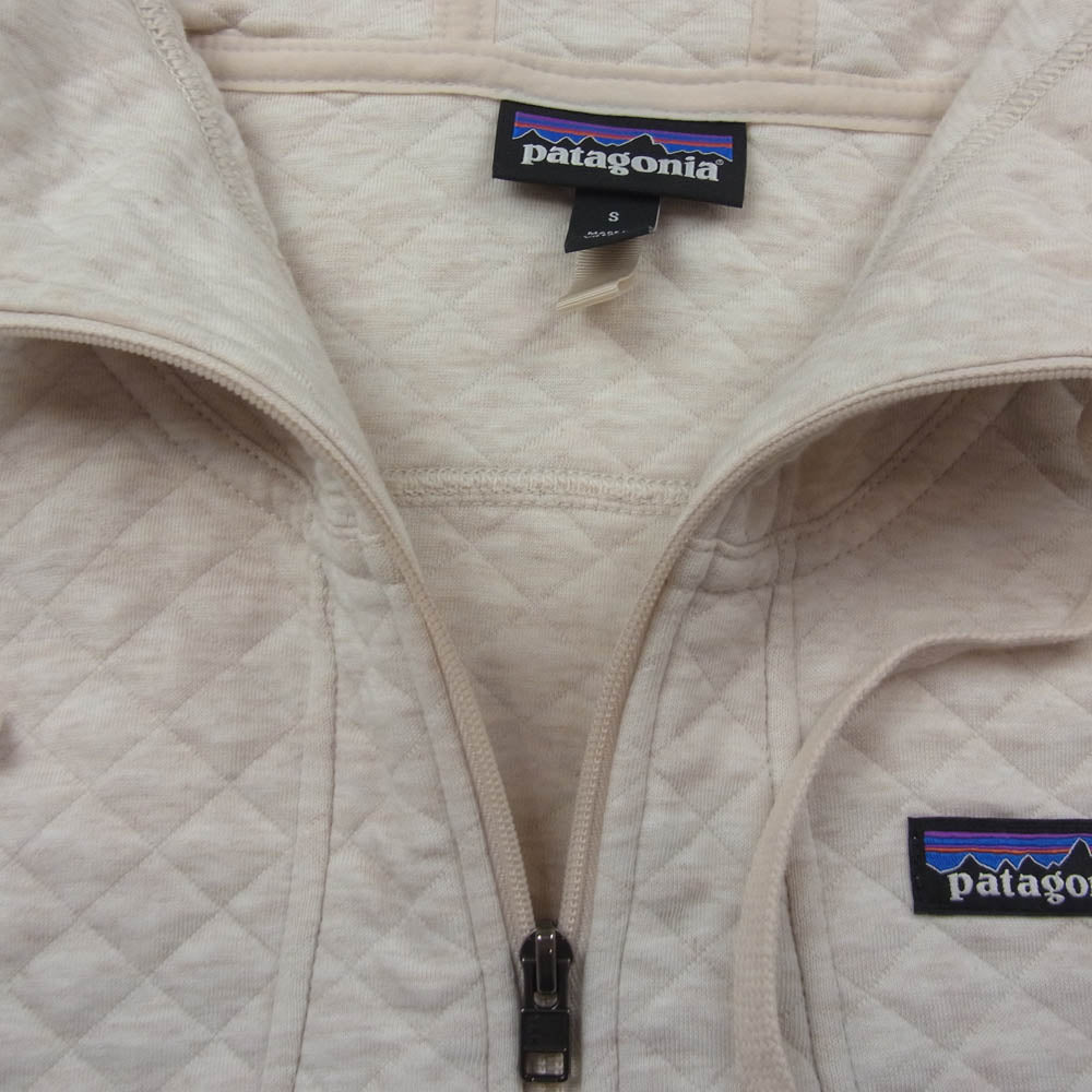 patagonia パタゴニア 18AW 25315 Women's Organic Cotton Quilt Hoody オーガニックコットン キルティング フーディー ジップ パーカー ホワイト系 S【中古】