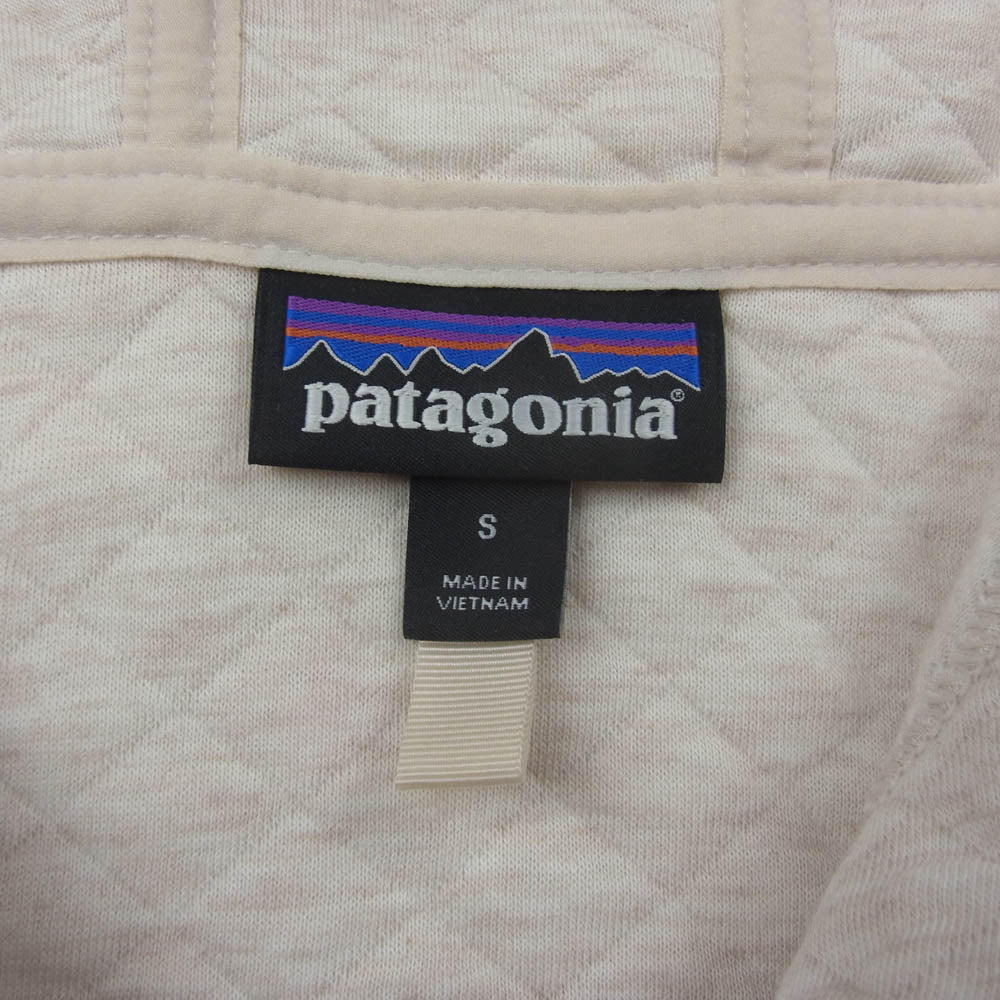 patagonia パタゴニア 18AW 25315 Women's Organic Cotton Quilt Hoody オーガニックコットン キルティング フーディー ジップ パーカー ホワイト系 S【中古】