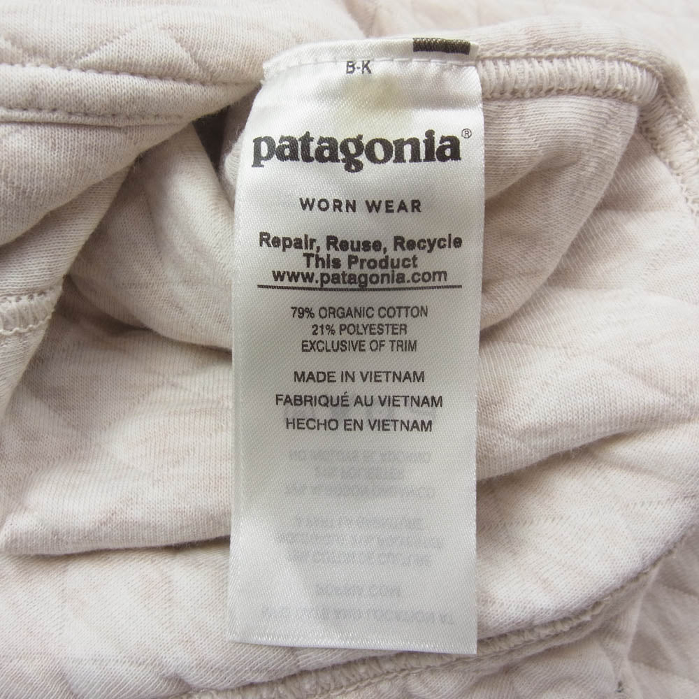 patagonia パタゴニア 18AW 25315 Women's Organic Cotton Quilt Hoody オーガニックコットン キルティング フーディー ジップ パーカー ホワイト系 S【中古】