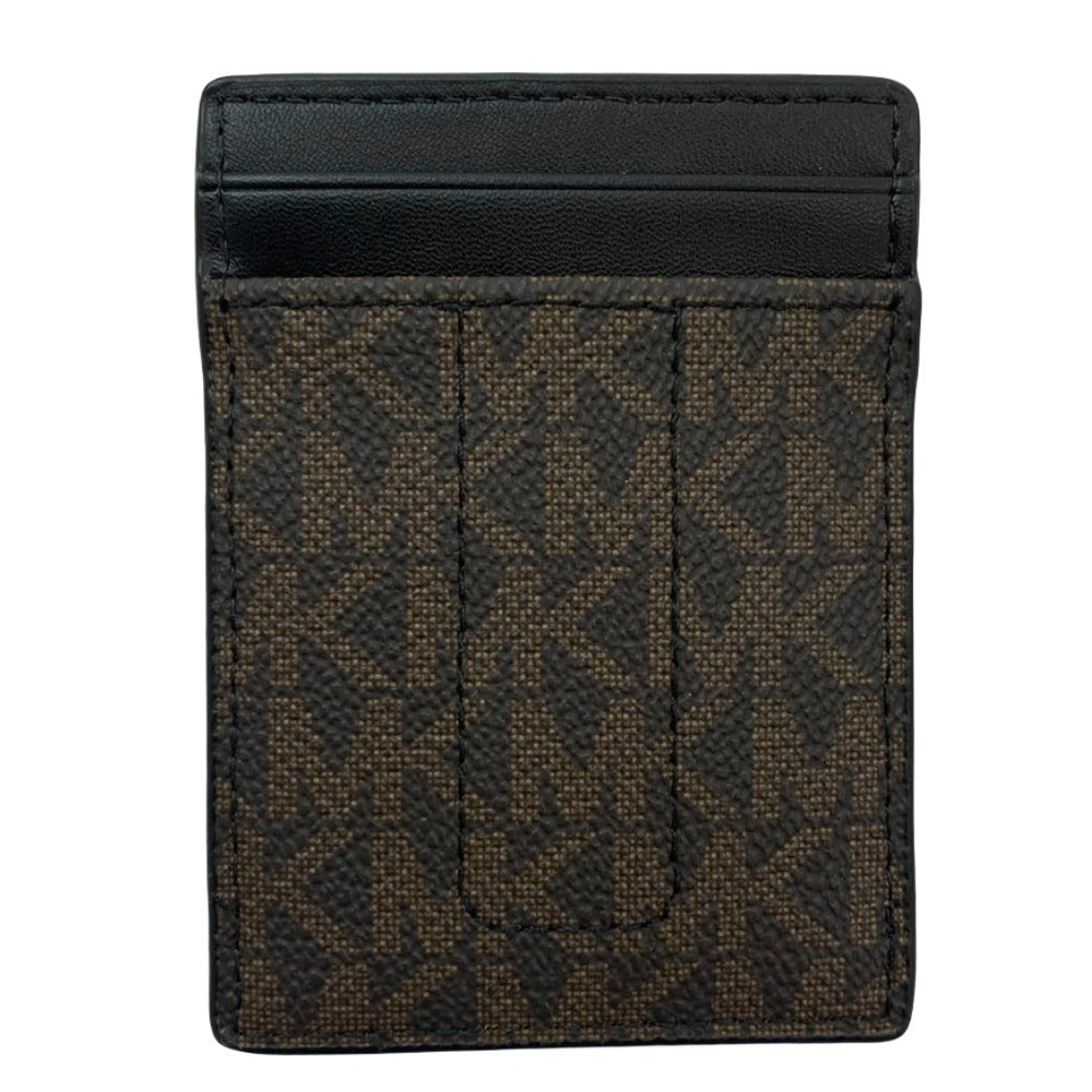 Michael Kors マイケルコース MKシグネチャー カードケース パスケース マネークリップ ブラウン ブラウン系 ブラック系【極上美品】【中古】