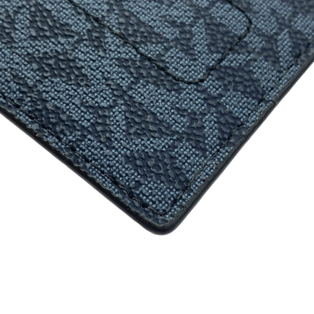 Michael Kors マイケルコース MKシグネチャー カードケース パスケース マネークリップ ネイビー系 ブラック系【極上美品】【中古】