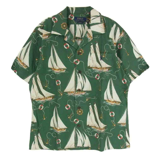 POLO RALPH LAUREN ポロ・ラルフローレン MNPOWOV1N820962 Classic Fit Sailboat Oxford Camp Shirt オープンカラー 半袖 シャツ グリーン系 M【美品】【中古】
